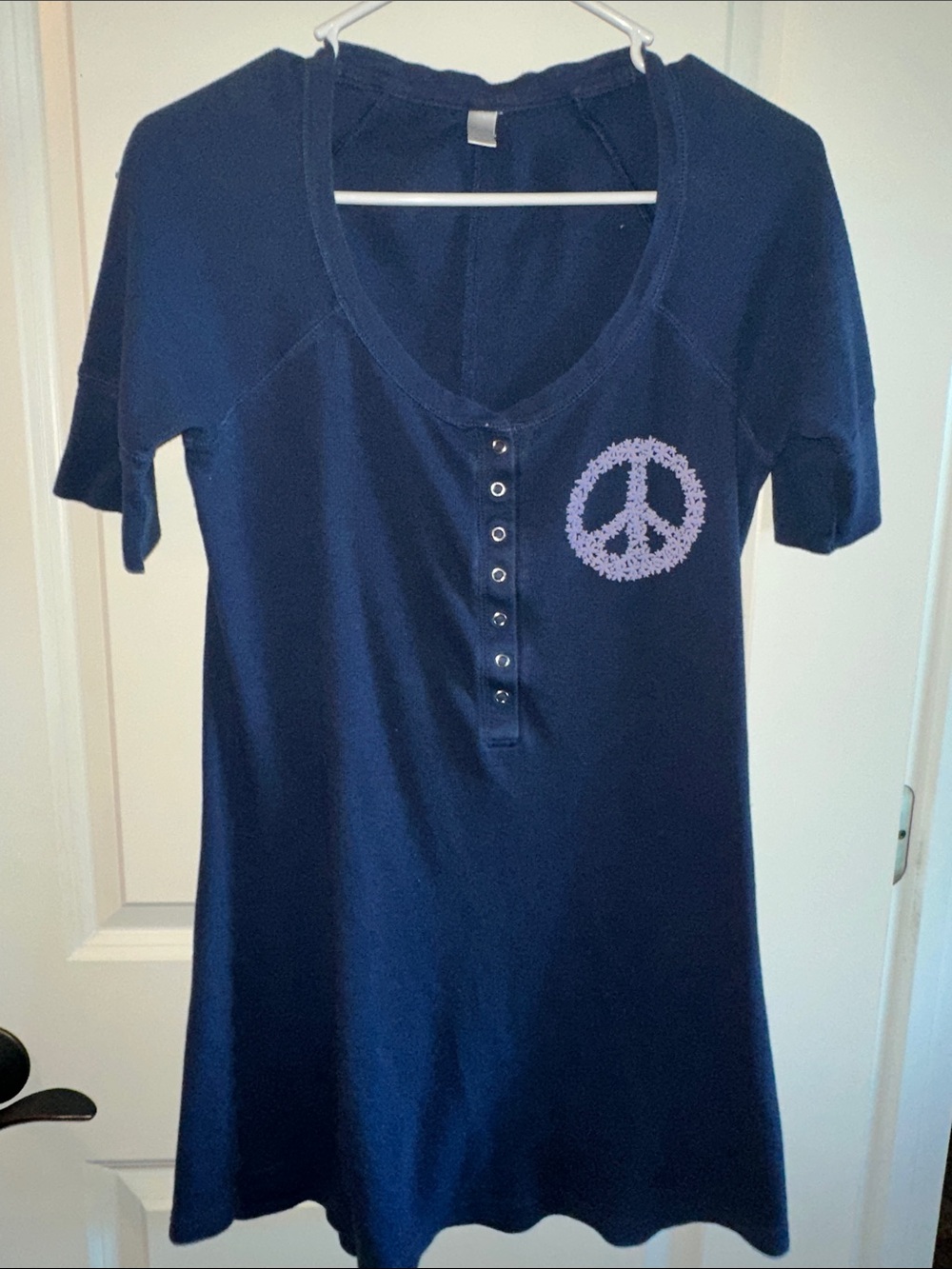 Old Navy Navy Mini Dress with Lilac Peace Sign